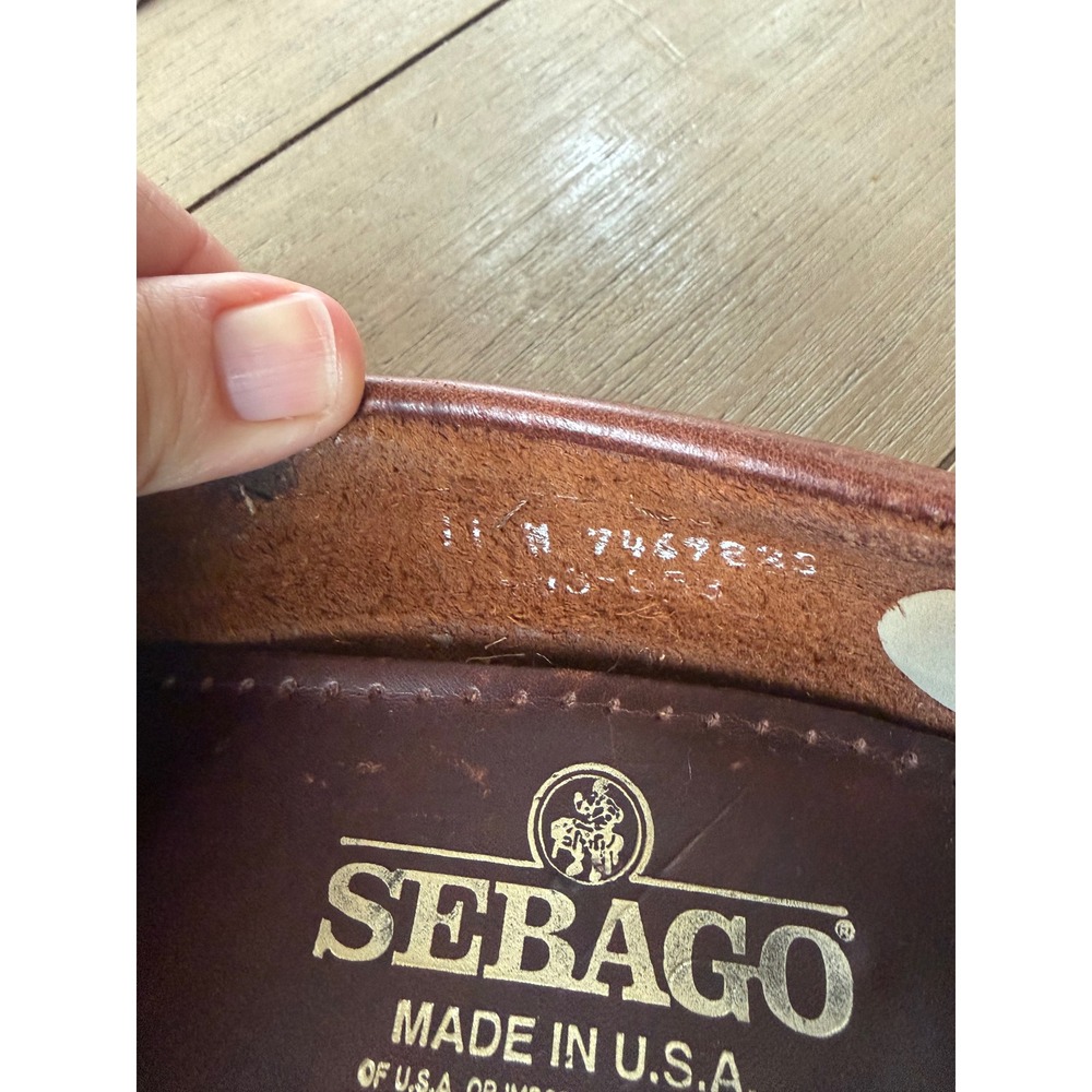 Vintage Sebago brown leather loafers fringed kiltie detail buckled strap sz 11 - Picture 7 of 7